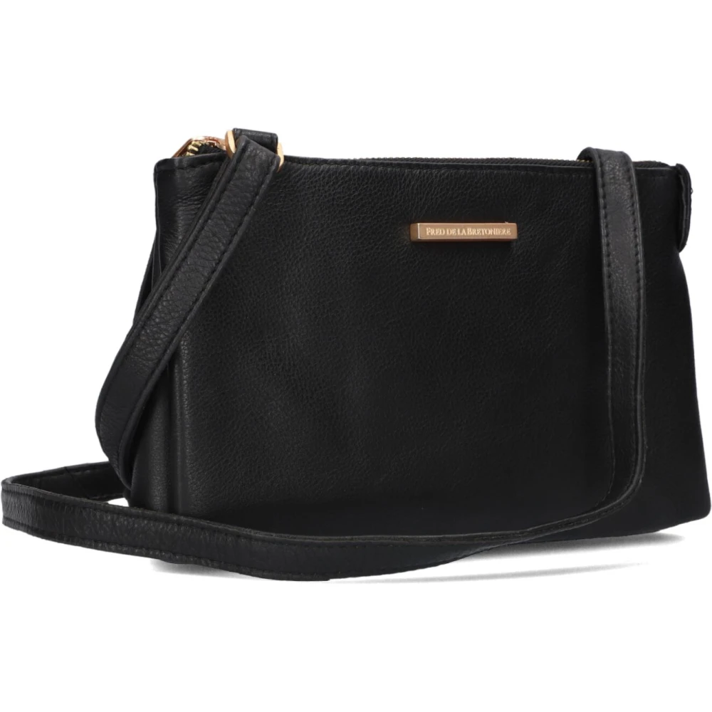 Fred de la Bretoniere Zwarte leren crossbody tas Black Dames