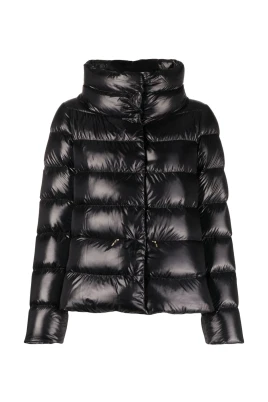 Svart Quiltad Tratt Hals Pufferjacka