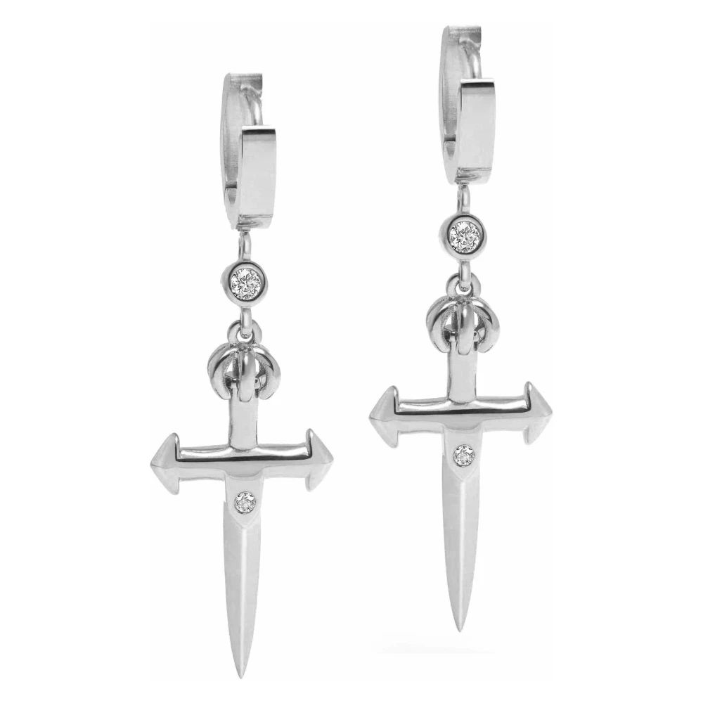 Men's Skyfall Small Sword Earrings in Silver