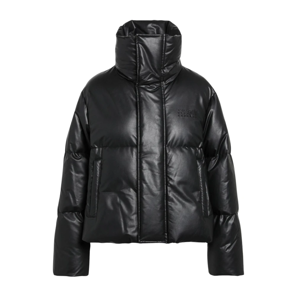 Mm6 Maison Margiela Women's Black Faux Leather Padded Jacket - Image 3