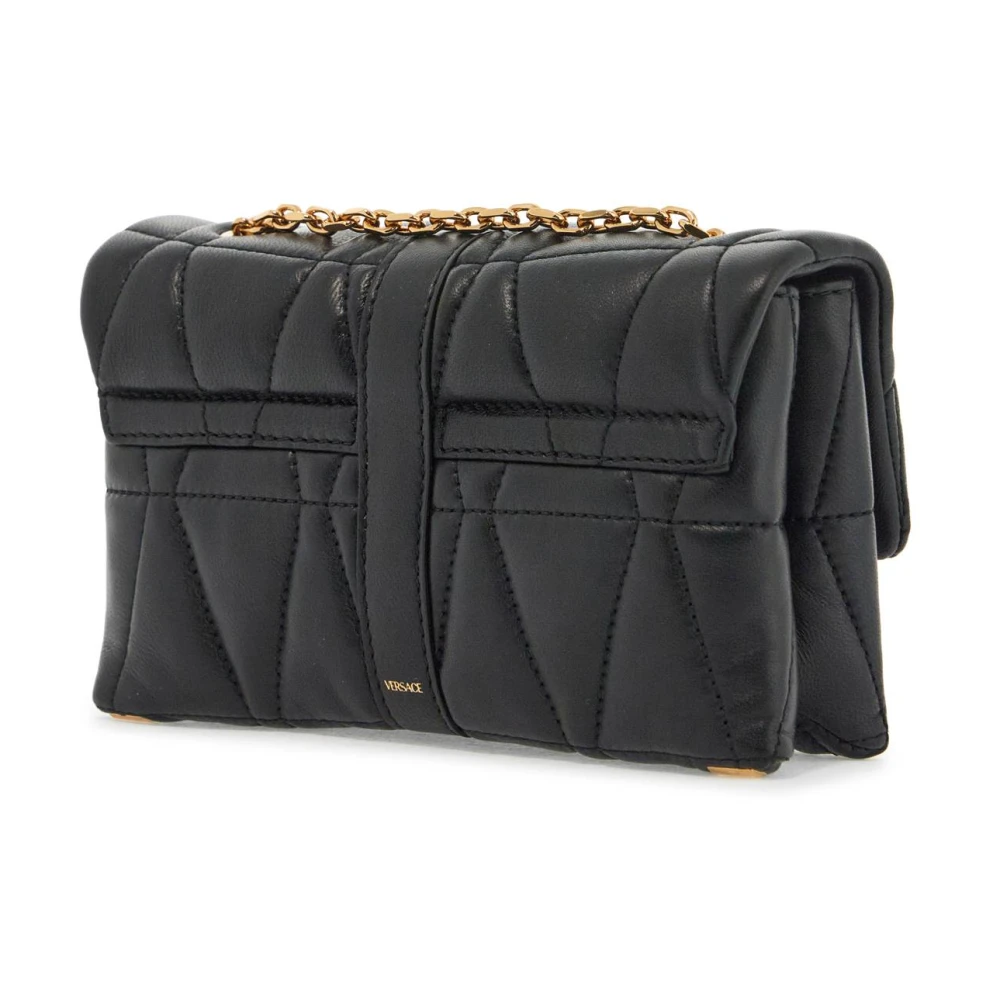 Versace Gewatteerde Nappa Leren Mini Tas Black Dames