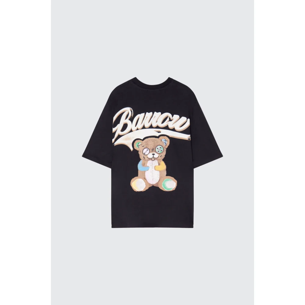 Barrow Zwart T-shirt met print op de rug Black Heren