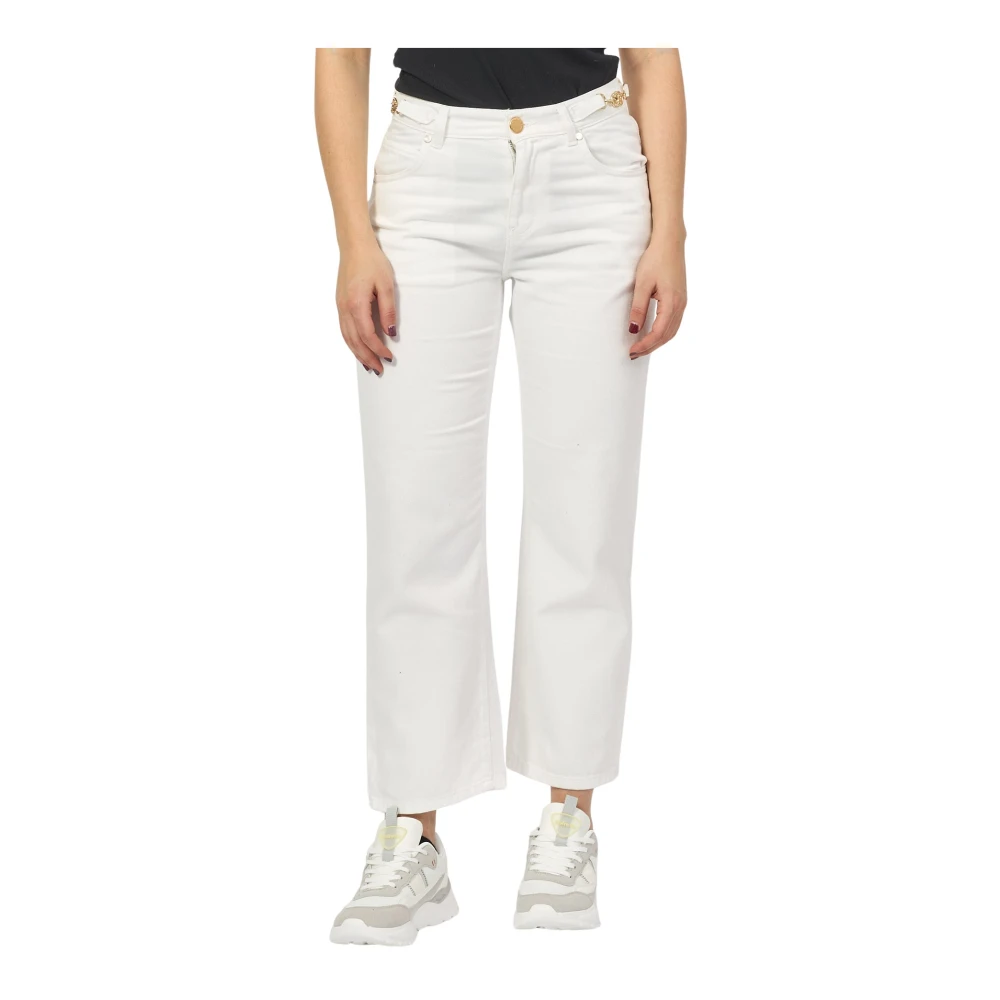 Gaëlle Paris Witte Broek met Gouden Taille Accessoire White Dames