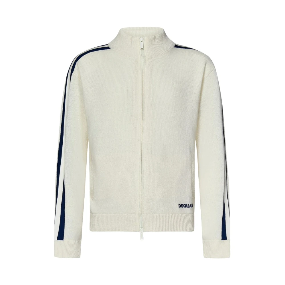 Dsquared2 Witte Zip-Up Cardigan Gebreide kleding Aw24 White Heren