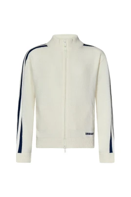 Retro Sportig Ullblandning Zip Cardigan