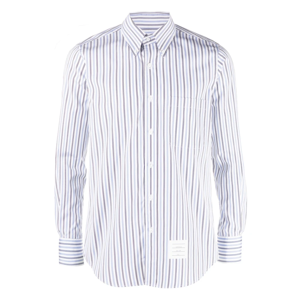 Thom Browne Blauw Gestreept Katoenen Overhemd Blue Heren