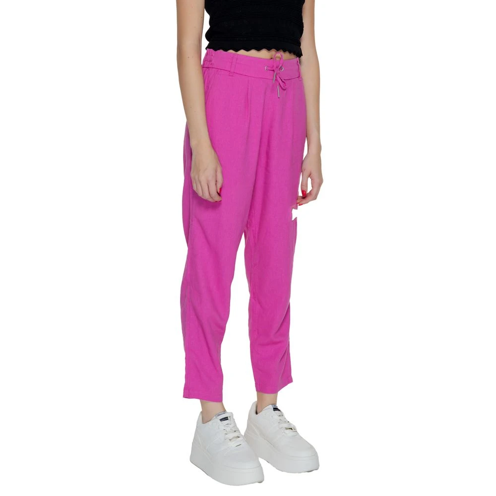 Only Multicolor Linnen Jeans & Broek Pink Dames