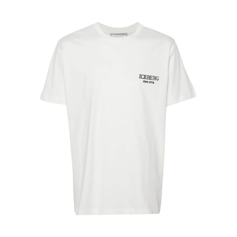 Iceberg Witte Katoenen Logo Geborduurd T-shirt White Heren