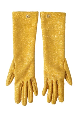 Guld Lurex Mid Arm Handskar