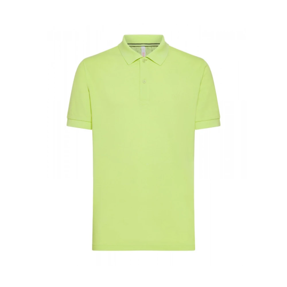 Sun68 Vintage Polo Shirt Lime Green Heren