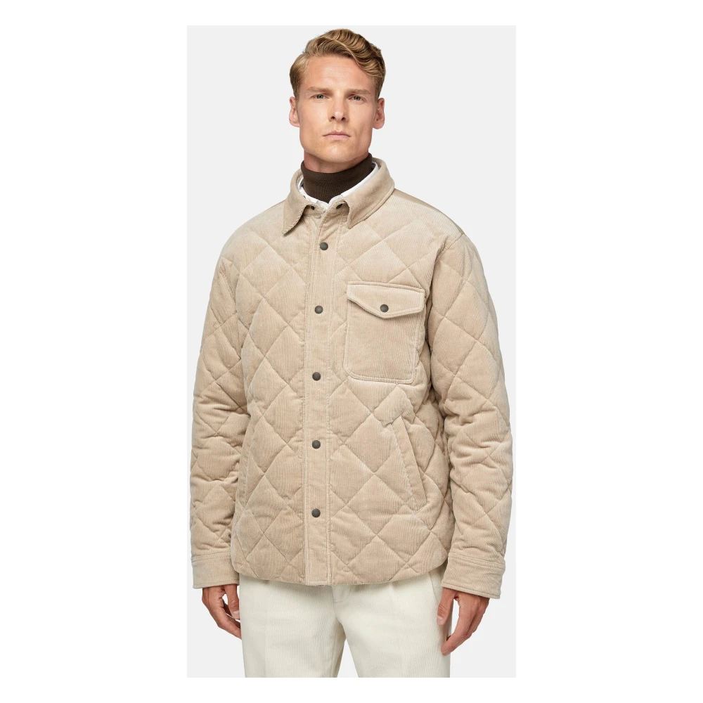 Boggi Milano Gewatteerde bomberjack van katoenen velours Beige Heren