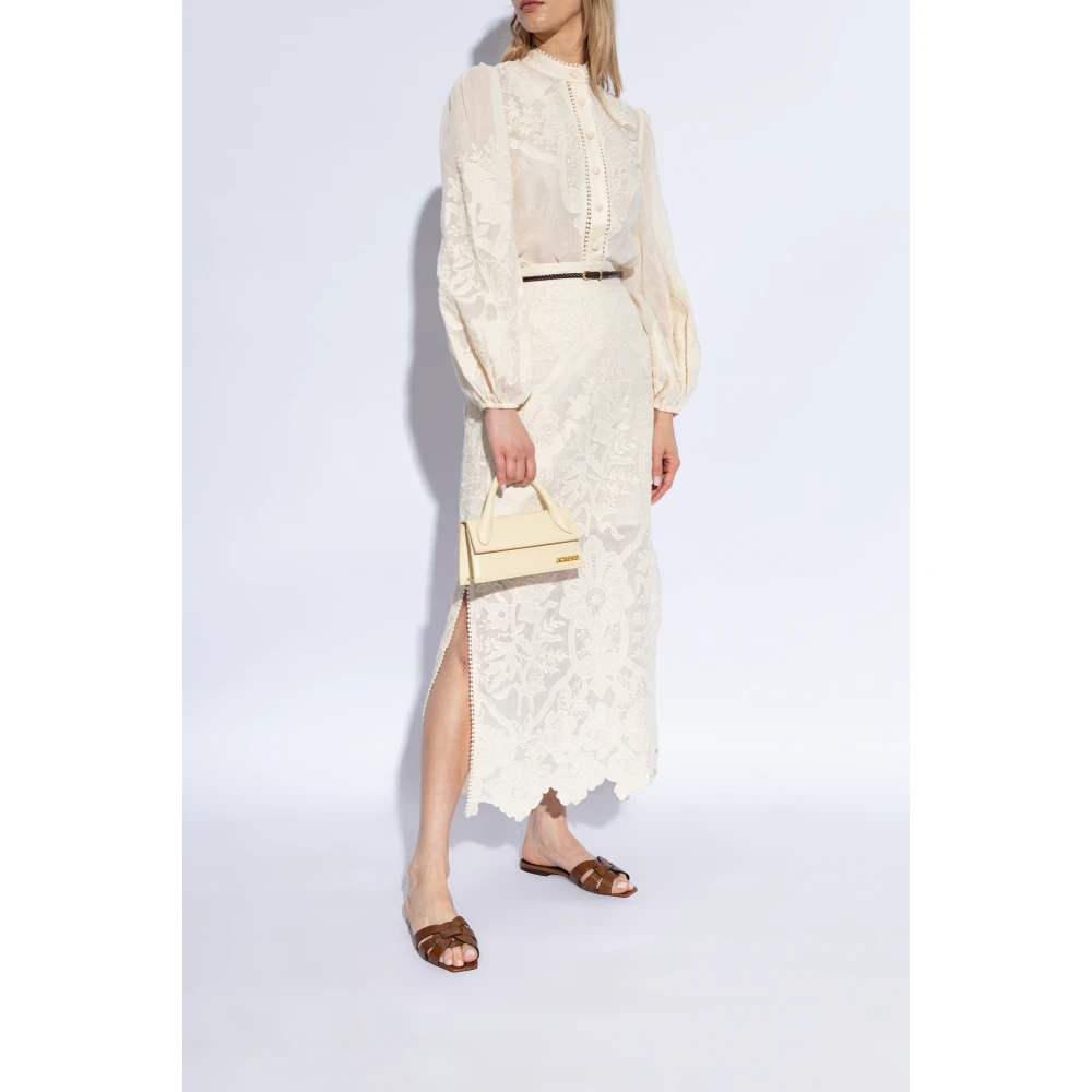 Zimmermann Linnen overhemd met opstaande kraag Beige Dames
