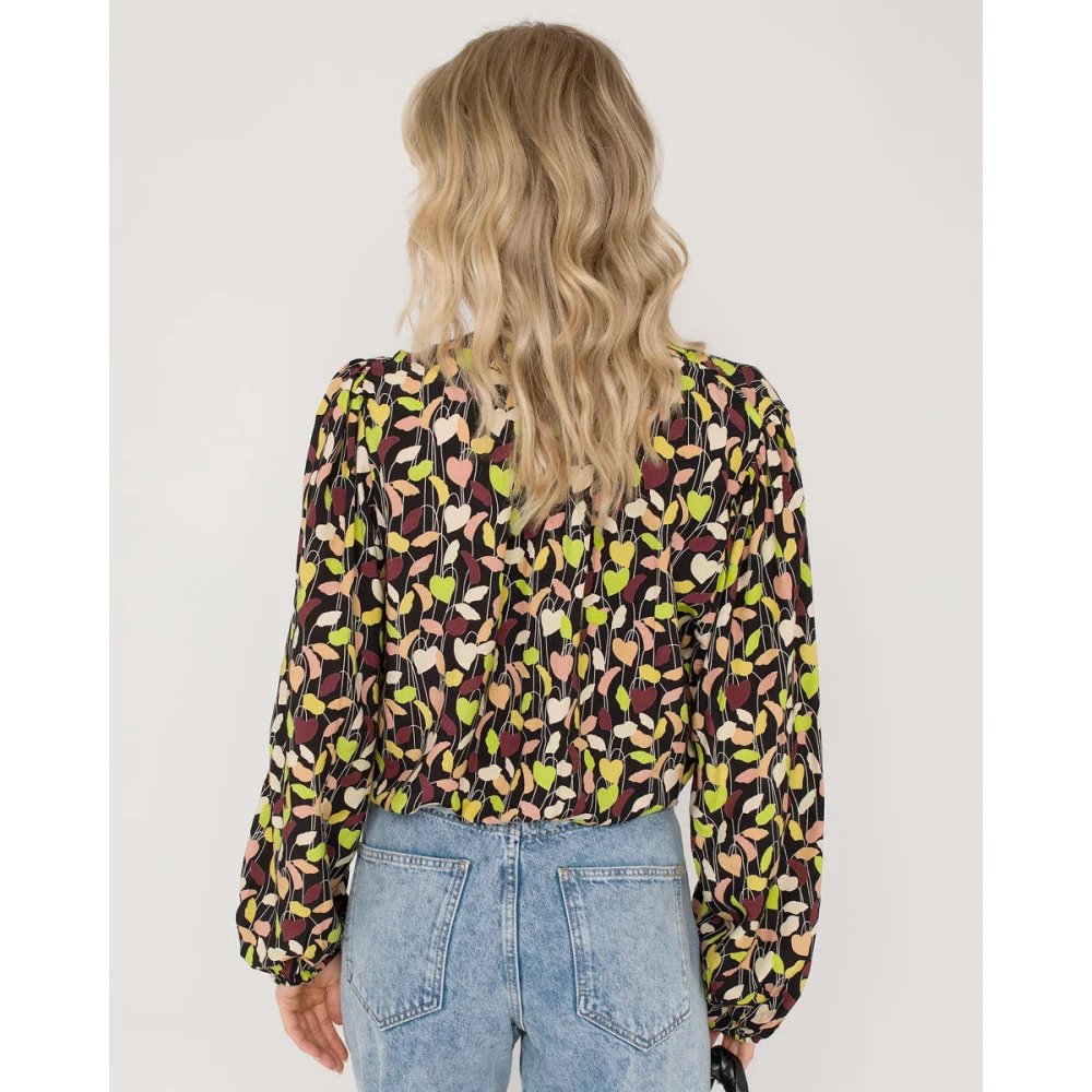 Anna Van Toor Lange mouw top in groen Multicolor Dames
