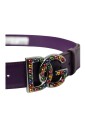 ceinture-en-cuir-violet-avec-logo