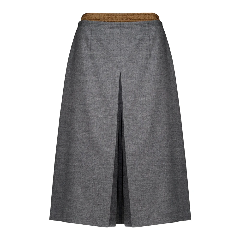 Prada Midi Wool Skirt - Female - Midi Skirts - Gray - M - Skirts