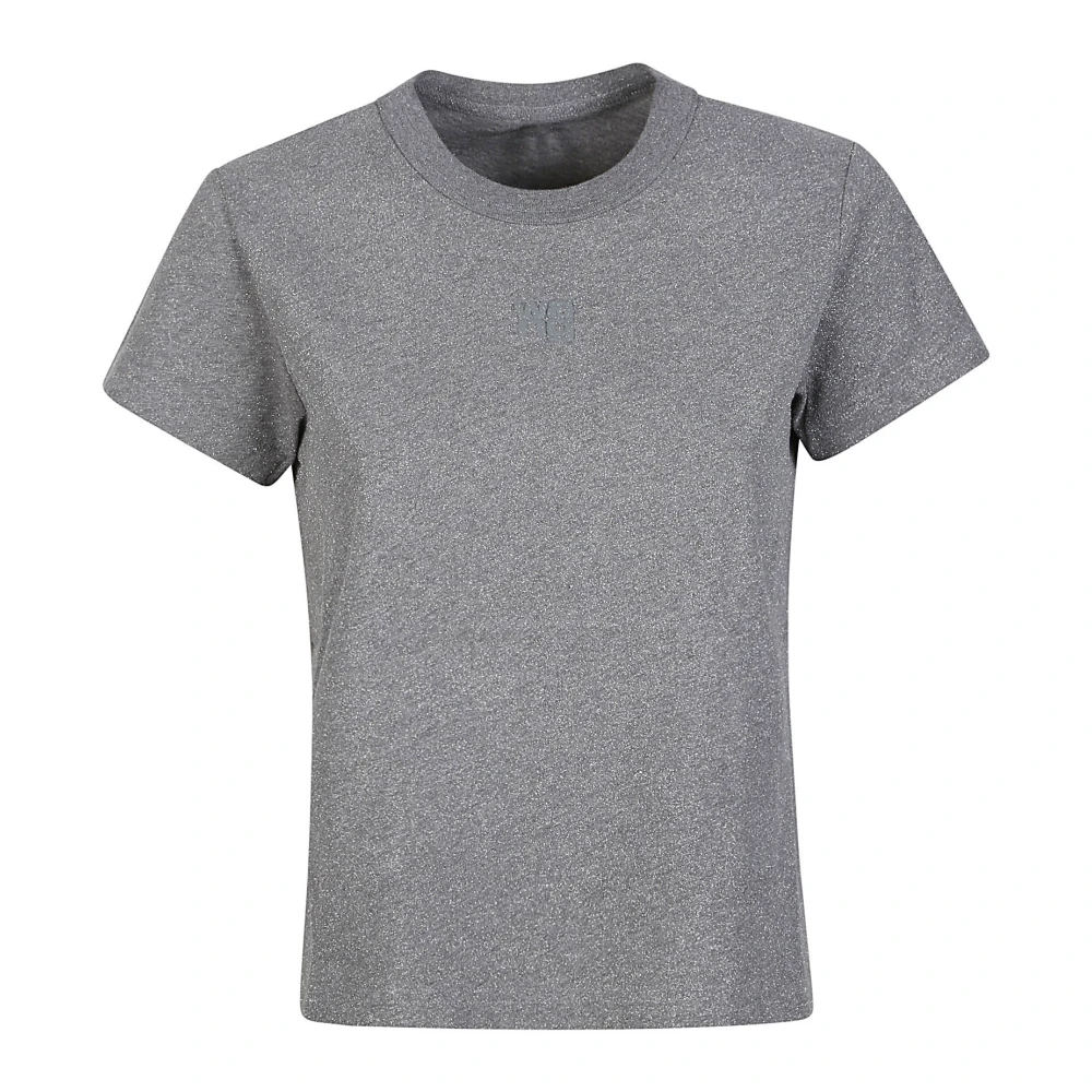 T by Alexander Wang Glitter Logo Essential T-Shirt Gray Dames