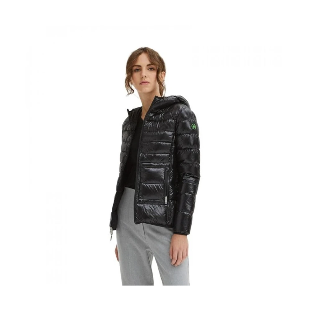 Centogrammi Ultra Lichtgewicht Hooded Puffer Jas Black Dames