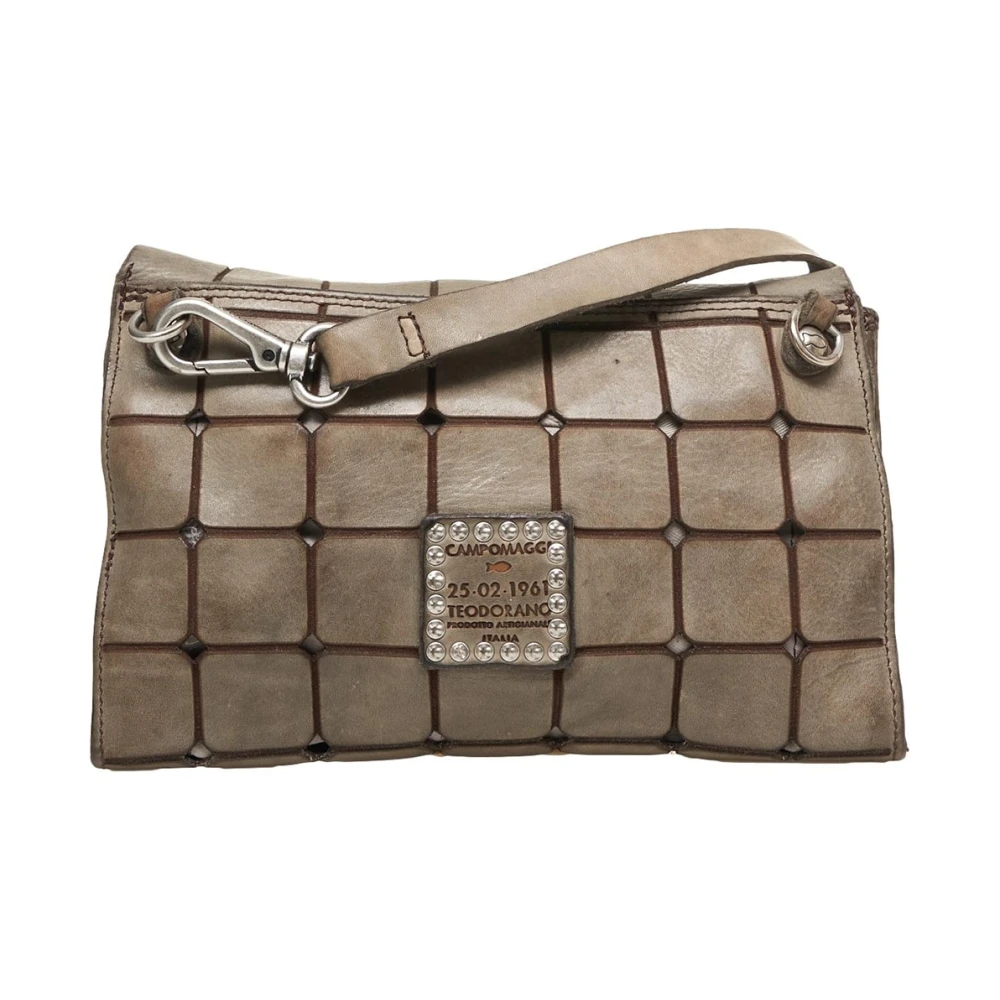 Campomaggi Grijze leren crossbody tas met ritssluiting Gray Dames