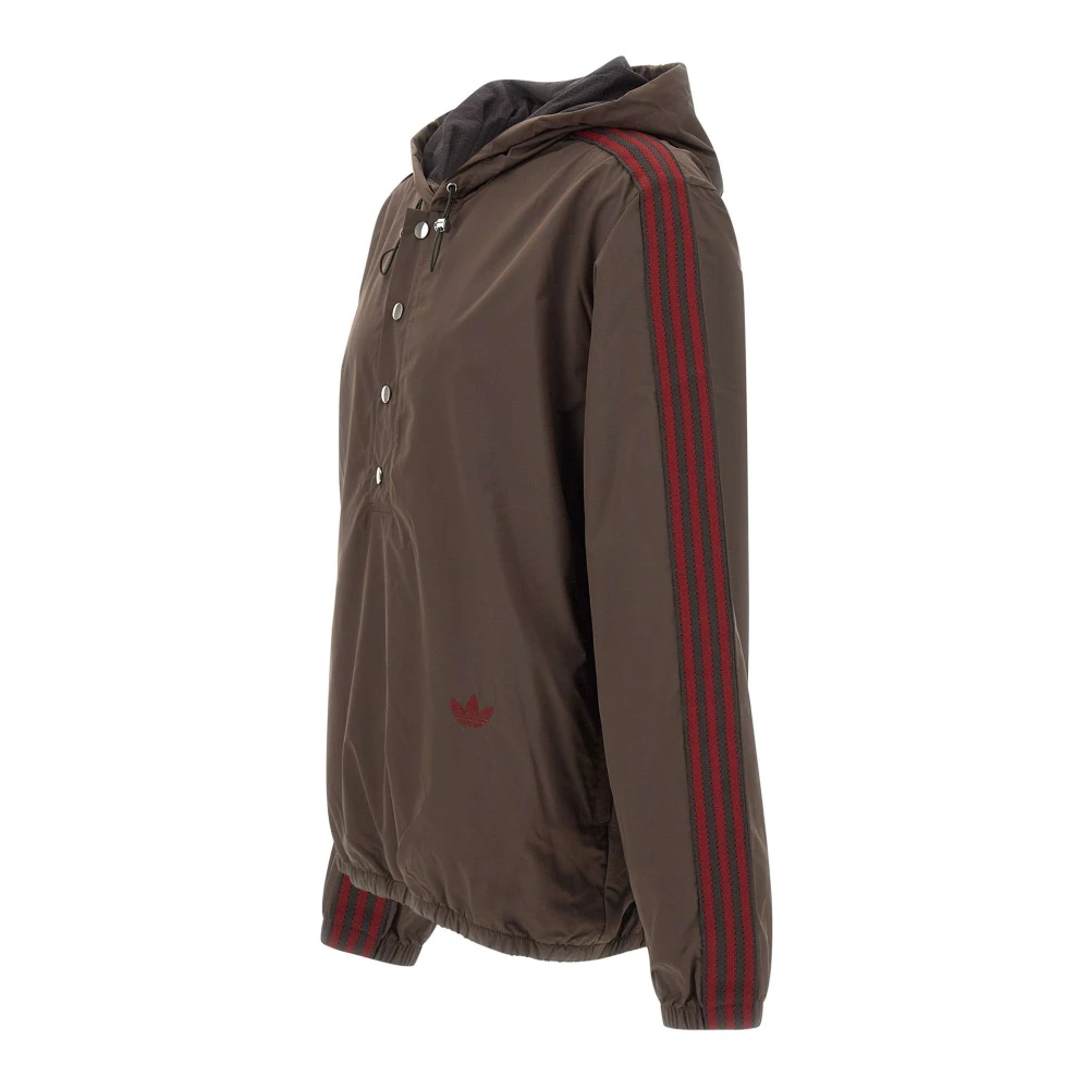 Adidas Chocolade Anorak Jas met Bourgondische Piping Brown Heren