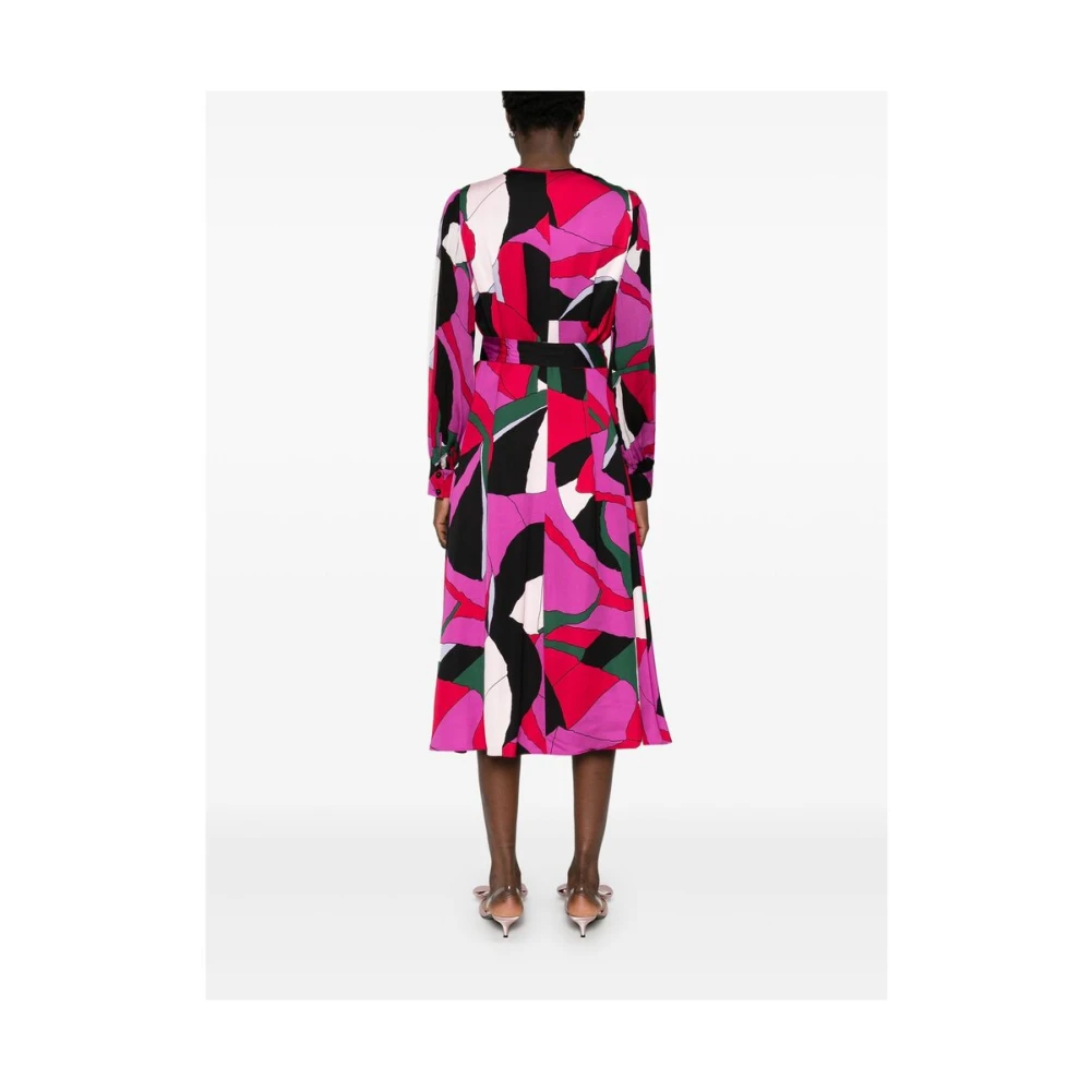 Diane Von Furstenberg Abstract Patroon V-Hals Jurk Multicolor Dames