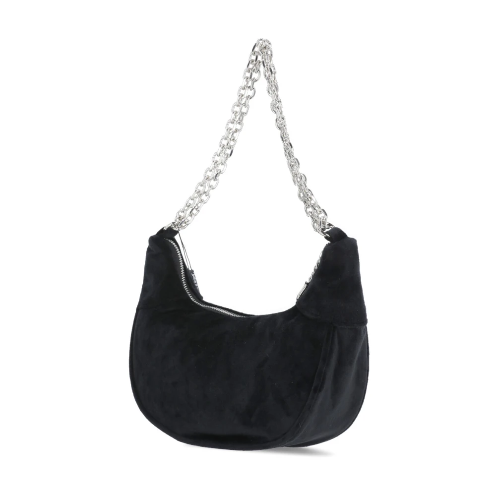 Juicy Couture Zwarte Velvet Schoudertas met Strass Logo Black Dames