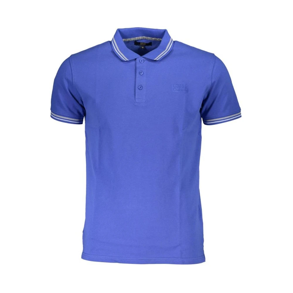 Cavalli Class Men's Blue Polo Shirt With Contrast Details