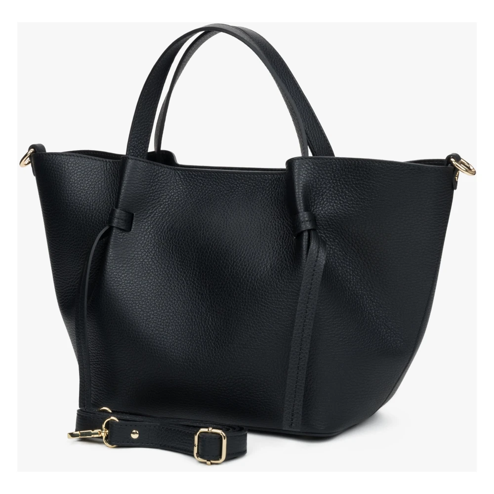 Estro Zwarte Bootvormige Handtas voor Dames gemaakt van Premium Italiaans Echt Leer Black Dames