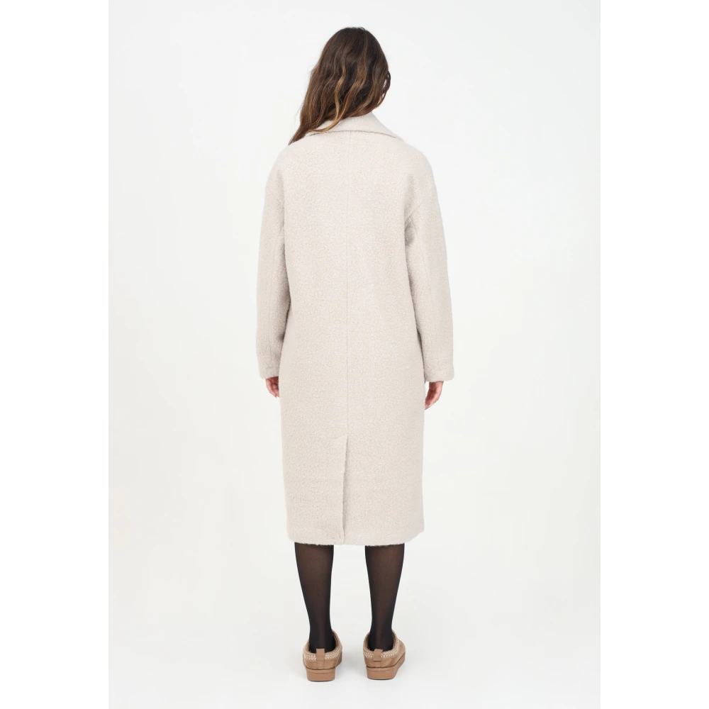 Only Beige Lange Bouclé Jas Gray Dames