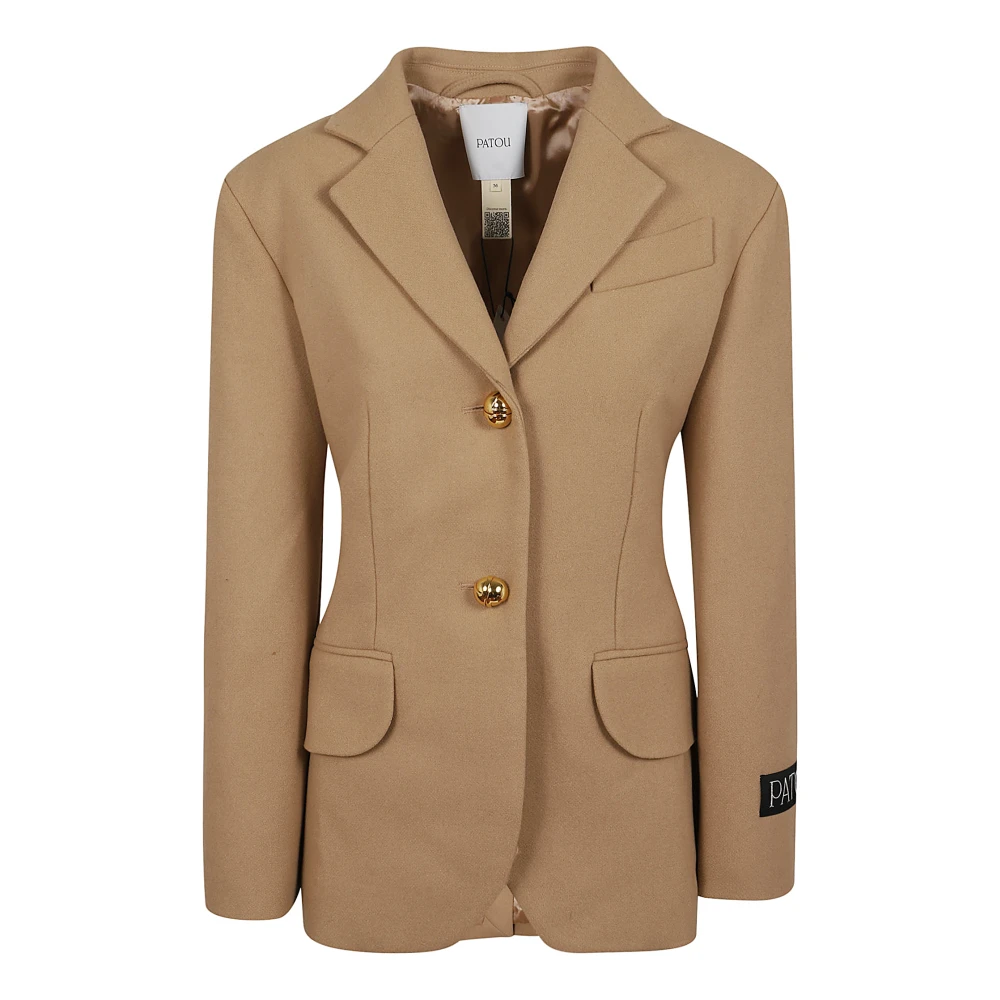 Patou Beige Ceintuur Oversized Jas Beige Dames