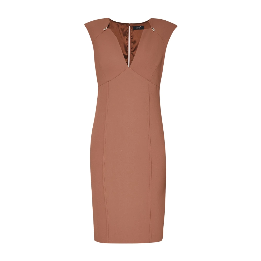 Liu Jo Stretch stof schede jurk met metalen letters Brown Dames