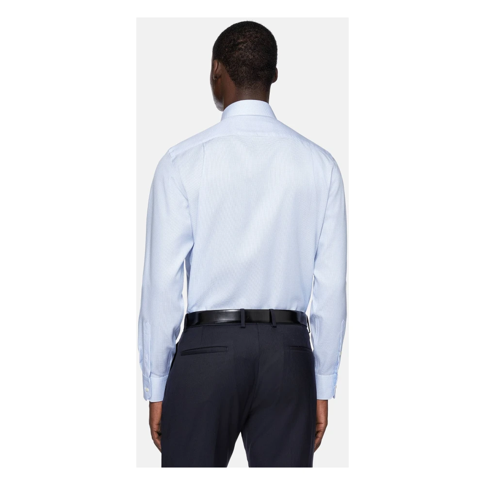 Boggi Milano Ultimate NON Iron Twill Geruite Katoenen Regular Fit Overhemd Blue Heren