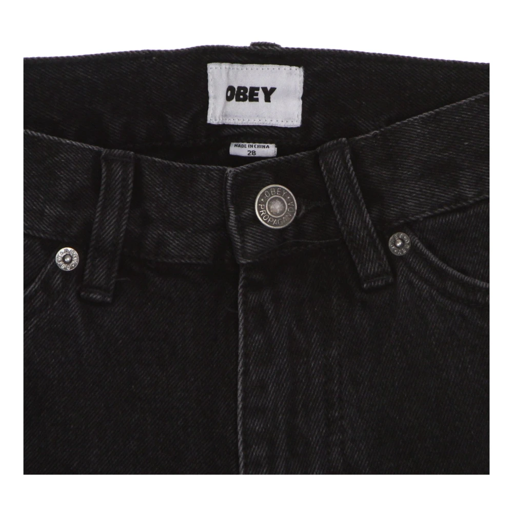 Obey Denim Jeans met Regular Fit Black Heren