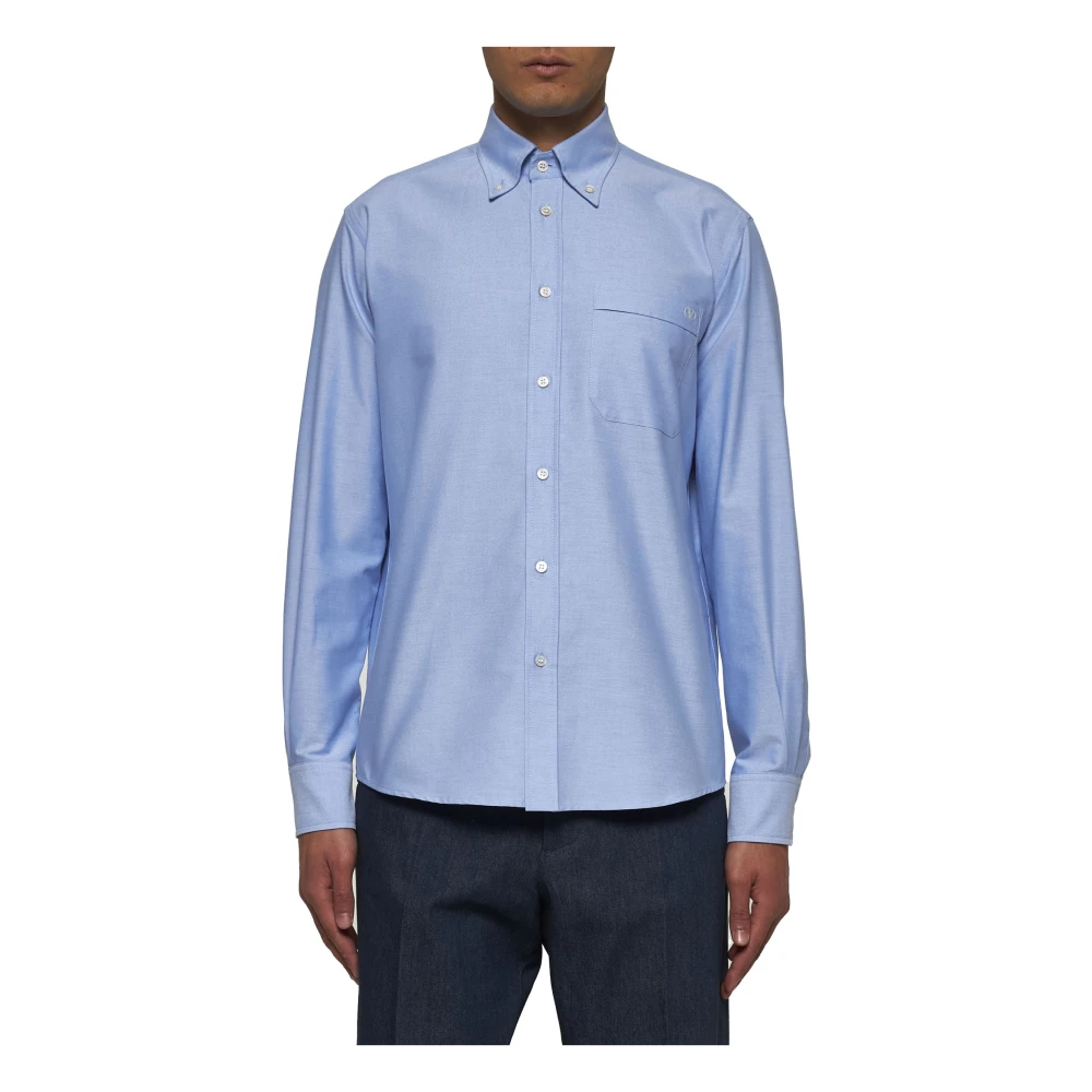 Valentino Lichtblauwe Button-Down Overhemd Blue Heren