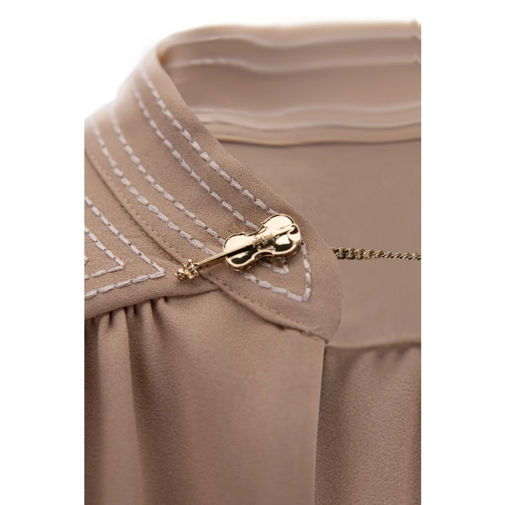 Elisabetta Franchi Korte Jurk met Rits en Knoop Beige Dames
