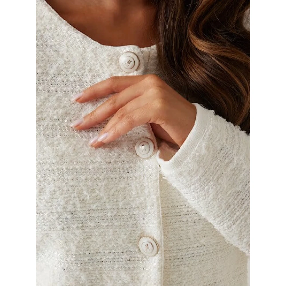 Guess Sequin Bouclé Jas White Dames