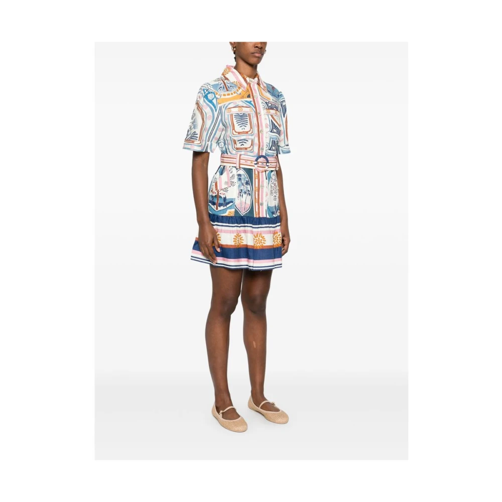 Farm Rio Witte Jurk met Knopen en Zakken Multicolor Dames