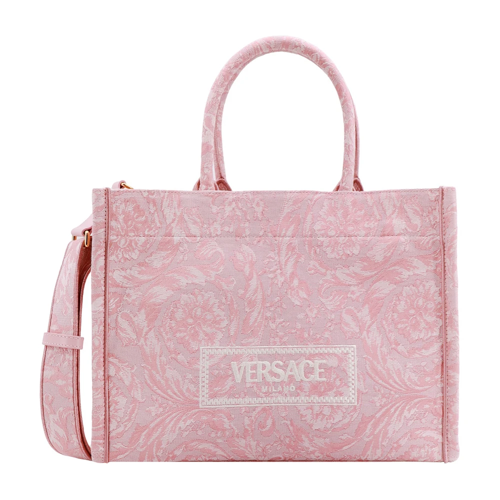 Versace Roze Barocco Canvas Handtas Pink Dames