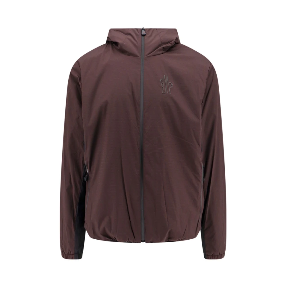 Moncler Bruine technische nylonjas met hoge kraag Brown Heren