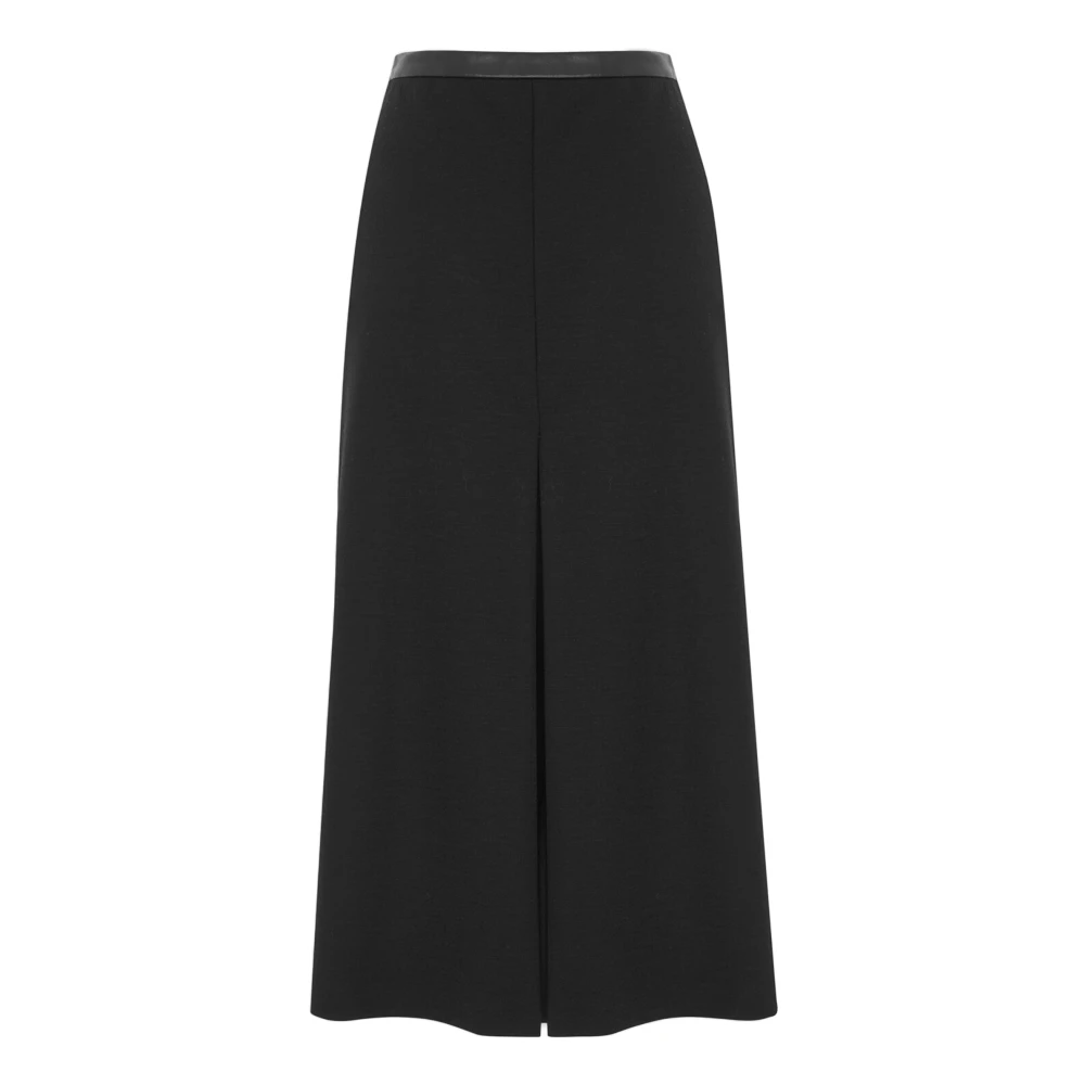 Saint Laurent Midi Leren Rok met Zakken Black Dames
