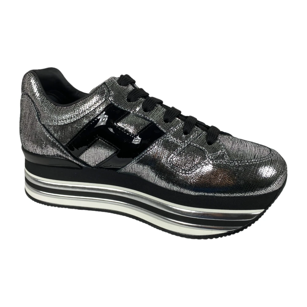 Hogan Italiaanse Zilveren Schoenen Dames Schoenen Zwart
