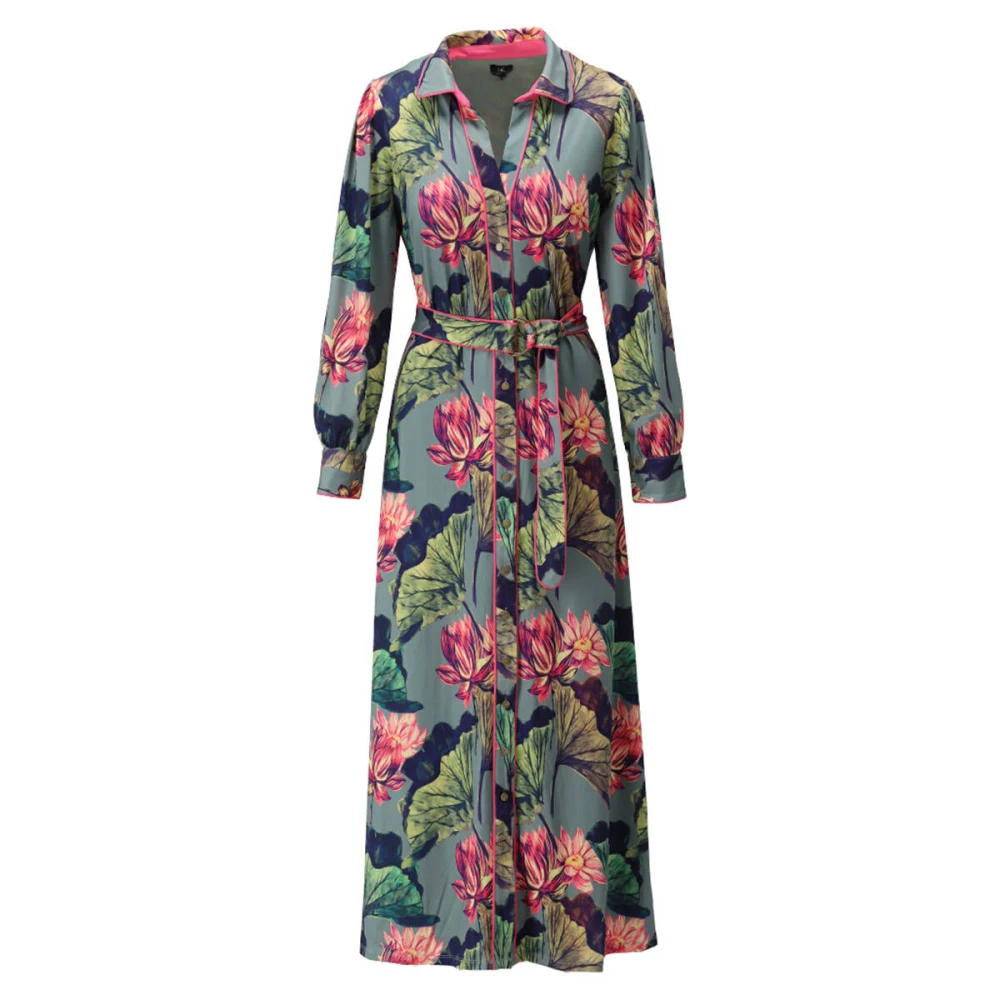 K-Design Maxi jurk met fluorescerende details Multicolor Dames