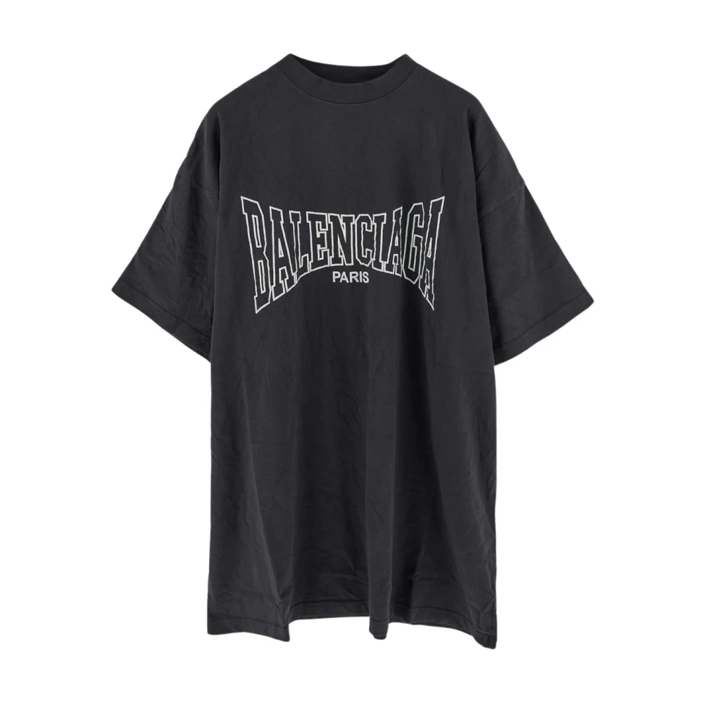 Balenciaga Katoenen Logo T-Shirt Black Dames