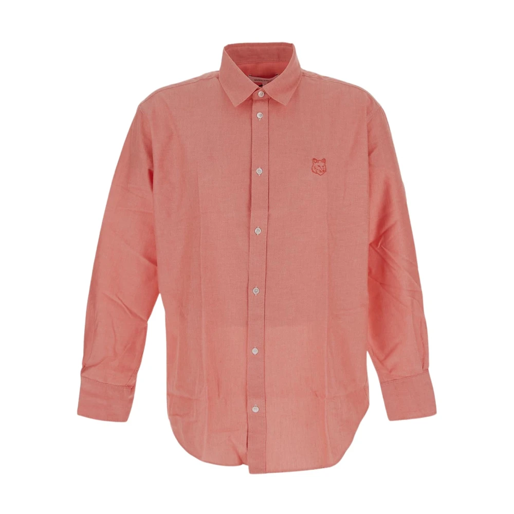 Maison Kitsuné Katoenen Fox Shirt Pink Heren