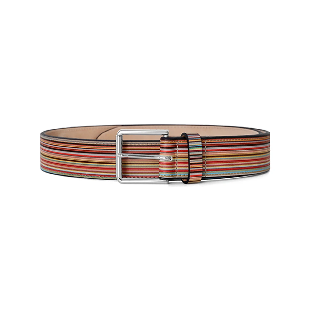 Paul Smith , Belts, Male, Multicolor, M, Multicolor Striped Leather Belt