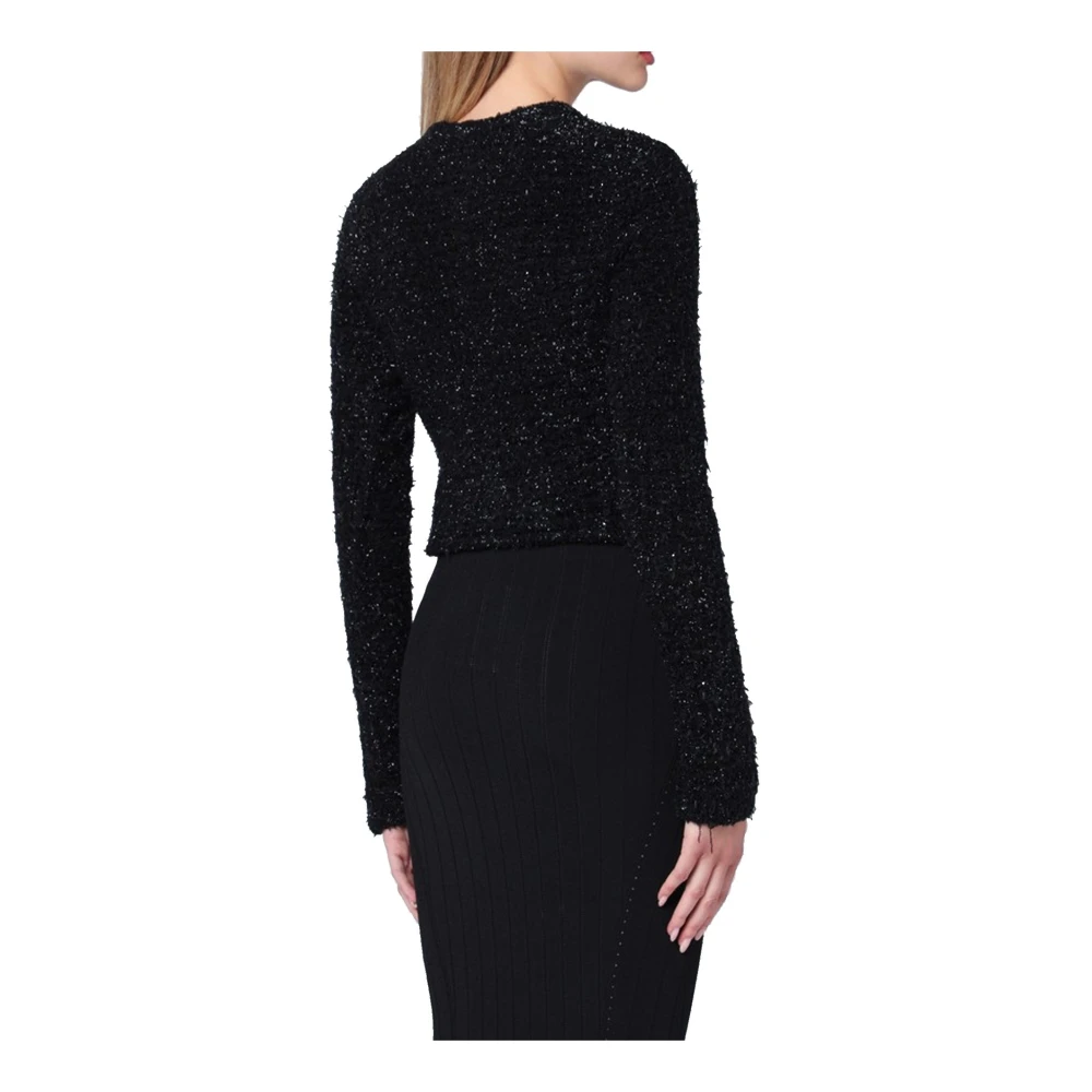 Balenciaga Bouclé Vest met BB Logo Knopen Black Dames