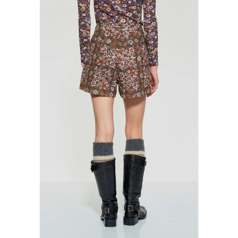 Antik batik Bloemen gequilt print shorts Brown Dames