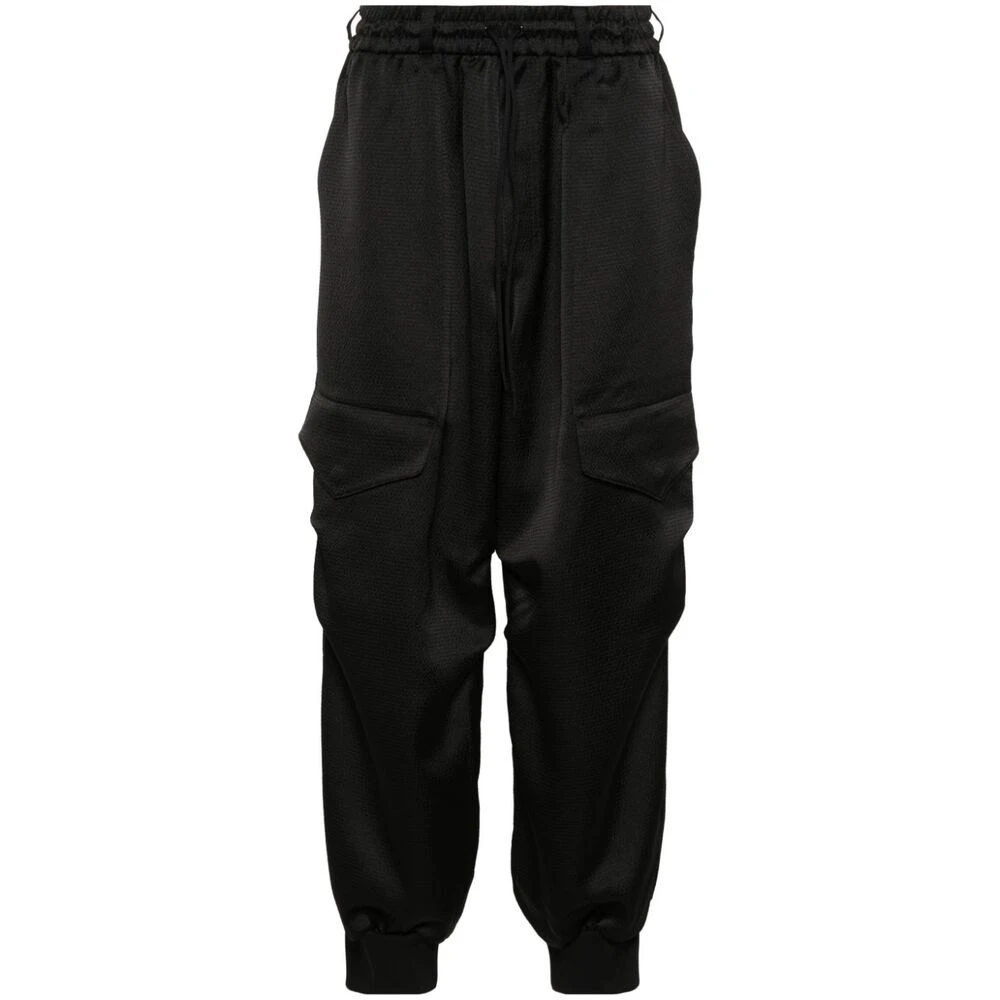 Y-3 Zwarte Satijnen Wijde Cargo Broek Black Dames