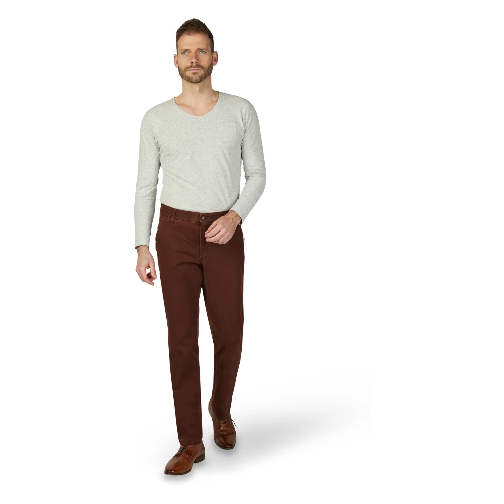 club of comfort Comfortabele platte voorkant broek met elastische tailleband Red Heren