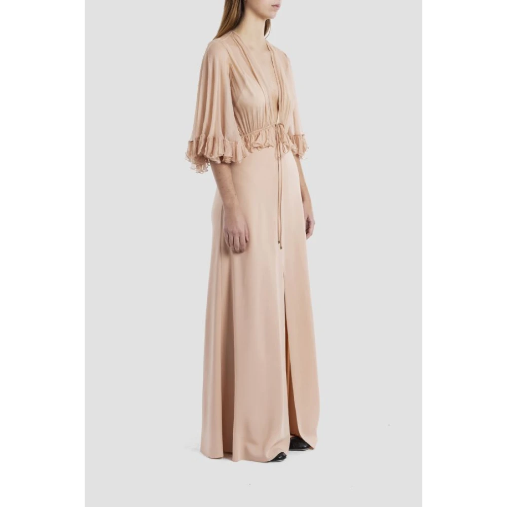 Chloé Lange jurk van satijnen crêpe met gerimpelde randen Pink Dames