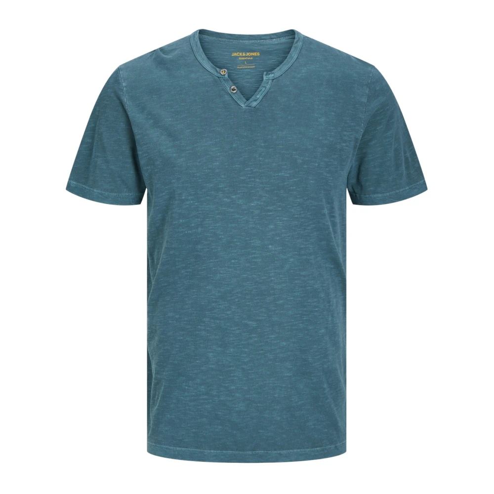 jack & jones Split Neck Heren T-shirt Blue Heren
